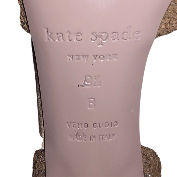 Kate Spade NIB Sage Glitter Peep Toe Cork Heels 9.5 NIB Made in Italy - Picture 7 of 10